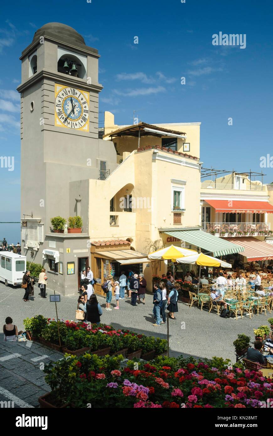 Piazza Umberto Onu, Isla de Capri, Capri, Provincia de Nápoles, Campania, Italia, Europa Foto de stock