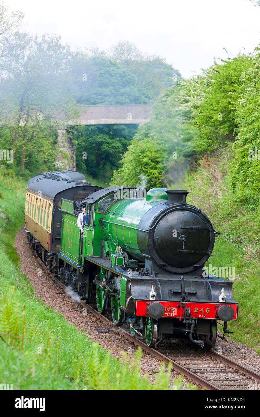 Tren de vapor, Bo'ness Kinneil Railway, Lothians, Escocia Foto de stock