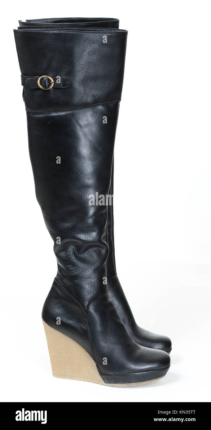 Plataforma de moda botas negras Fotografía de stock - Alamy