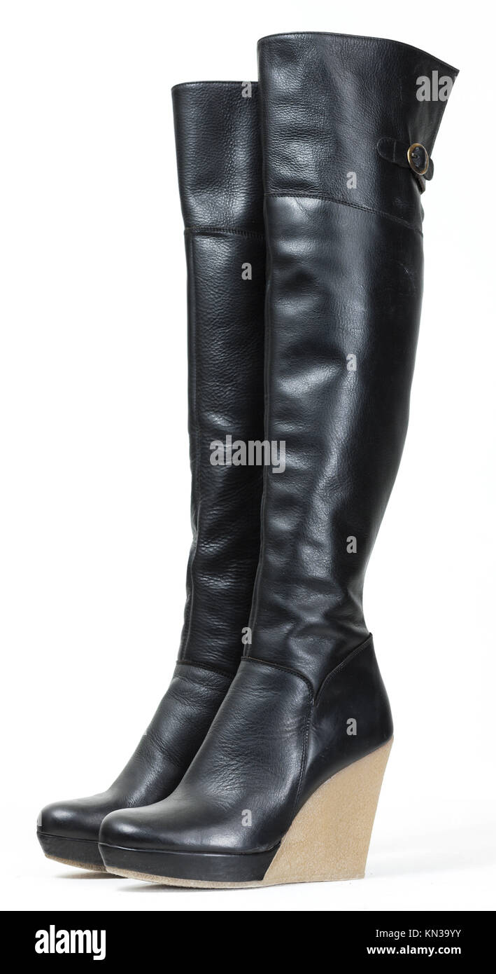 Plataforma de moda botas negras Fotografía de stock - Alamy