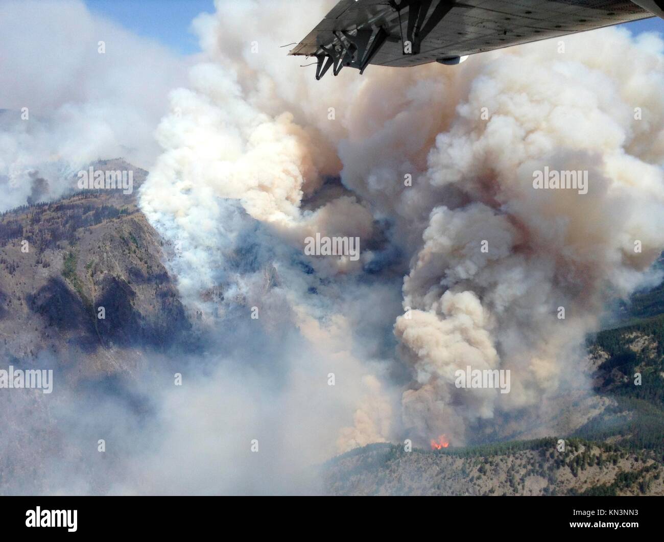 Nubes de humo de la Tepee Springs fuego el 12 de agosto de 2015 cerca de Riggins, Idaho. El incendio fue provocado por un rayo. (Foto por foto a través de USFS Planetpix) Foto de stock