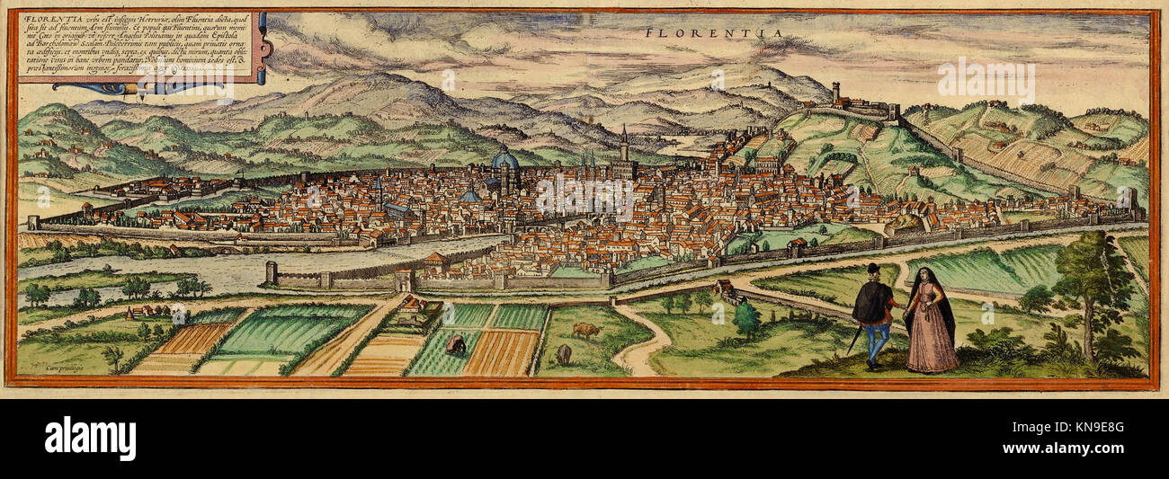 Siglo xvi vista de Florencia, Italia. Foto de stock