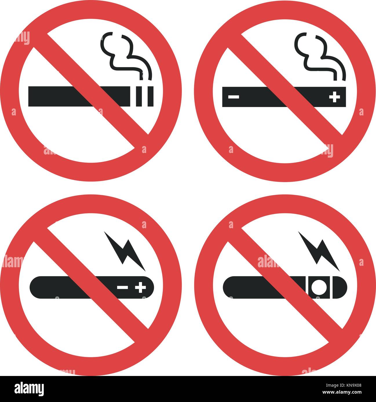 Conjunto de símbolos vectoriales - vaping, prohibido fumar cigarrillo  electrónico no permitida Imagen Vector de stock - Alamy