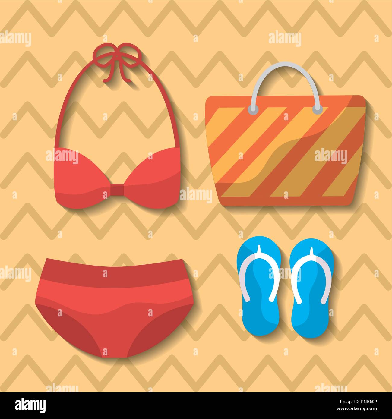 Summer swimsuit bikini bolsa bolsa chanclas Imagen Vector de Alamy