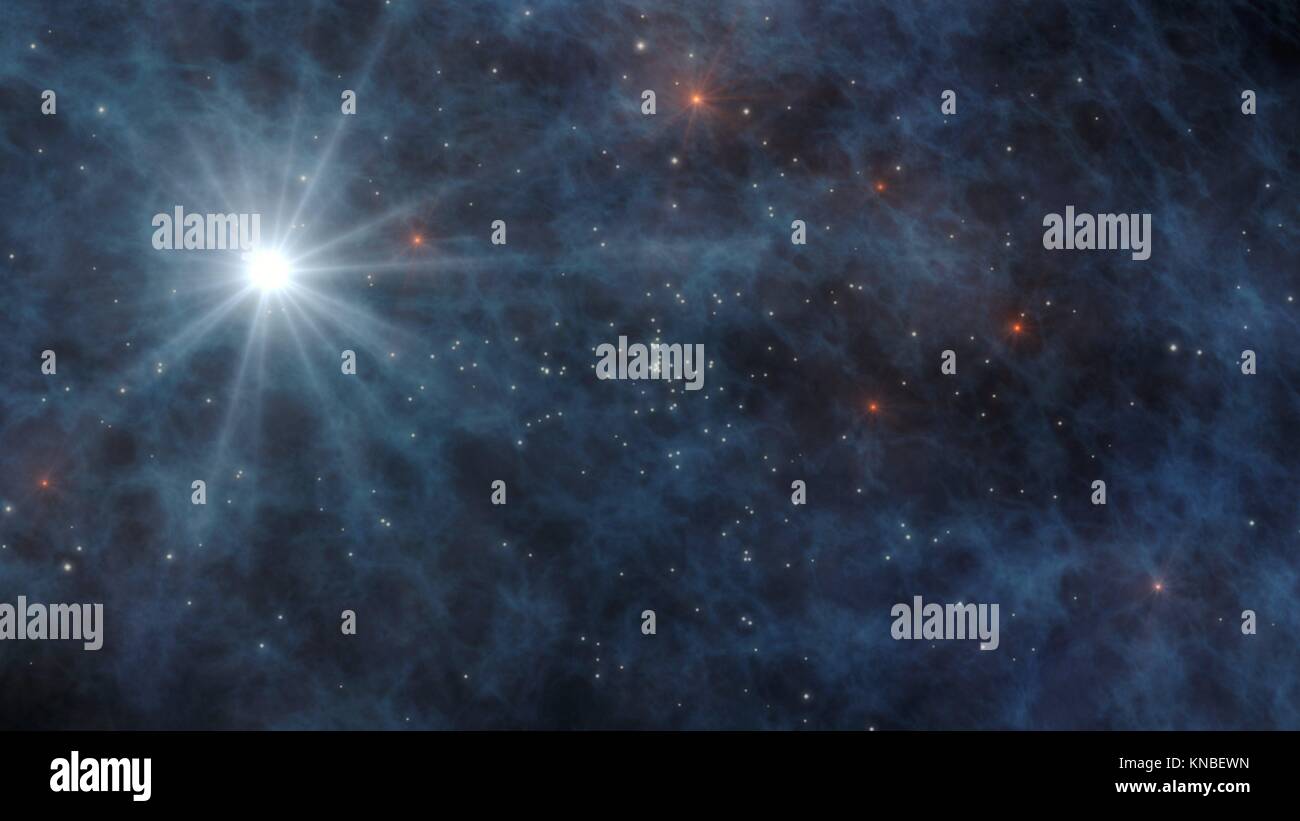 Universo de estrellas y galaxias en el espacio ultraterrestre, mostrando la belleza de la exploración espacial 3D Rendering. Foto de stock