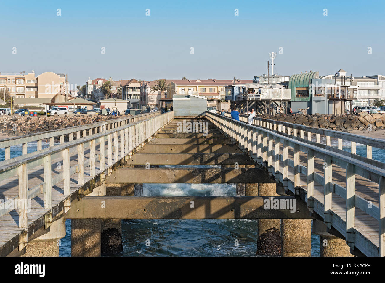 El histórico embarcadero de Swakopmund, Namibia Foto de stock