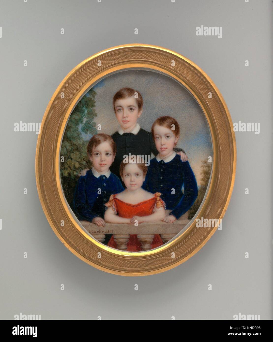 Los niños Allen. Artista: John Carlin (americana, Filadelfia, Pensilvania, Nueva York, 1813-1891); Fecha: 1847; media: acuarela sobre marfil; Foto de stock