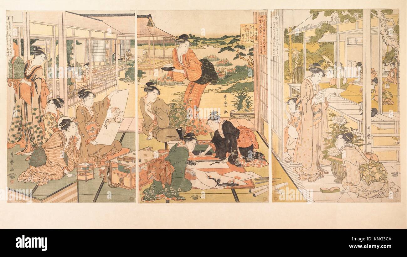 C Ae Ae C A Los Cuatro Elegantes Logros Kin Ki Sho Ga Artista Kitagawa Utamaro Japones 1753 1806 Periodo Del Periodo Edo 1615 1868 Fotografia De Stock Alamy