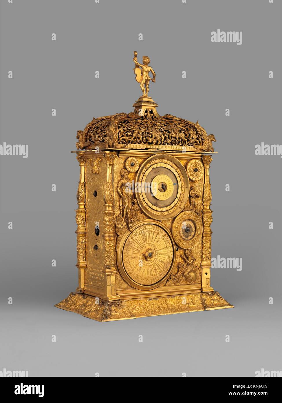 Cuadro reloj astronómico. Maker: Movimiento probablemente por Jeremias Metzger (alemán, ca. 1525-ca. 1597); Maker: Firmado por Caspar Behaim (Chasparus Foto de stock