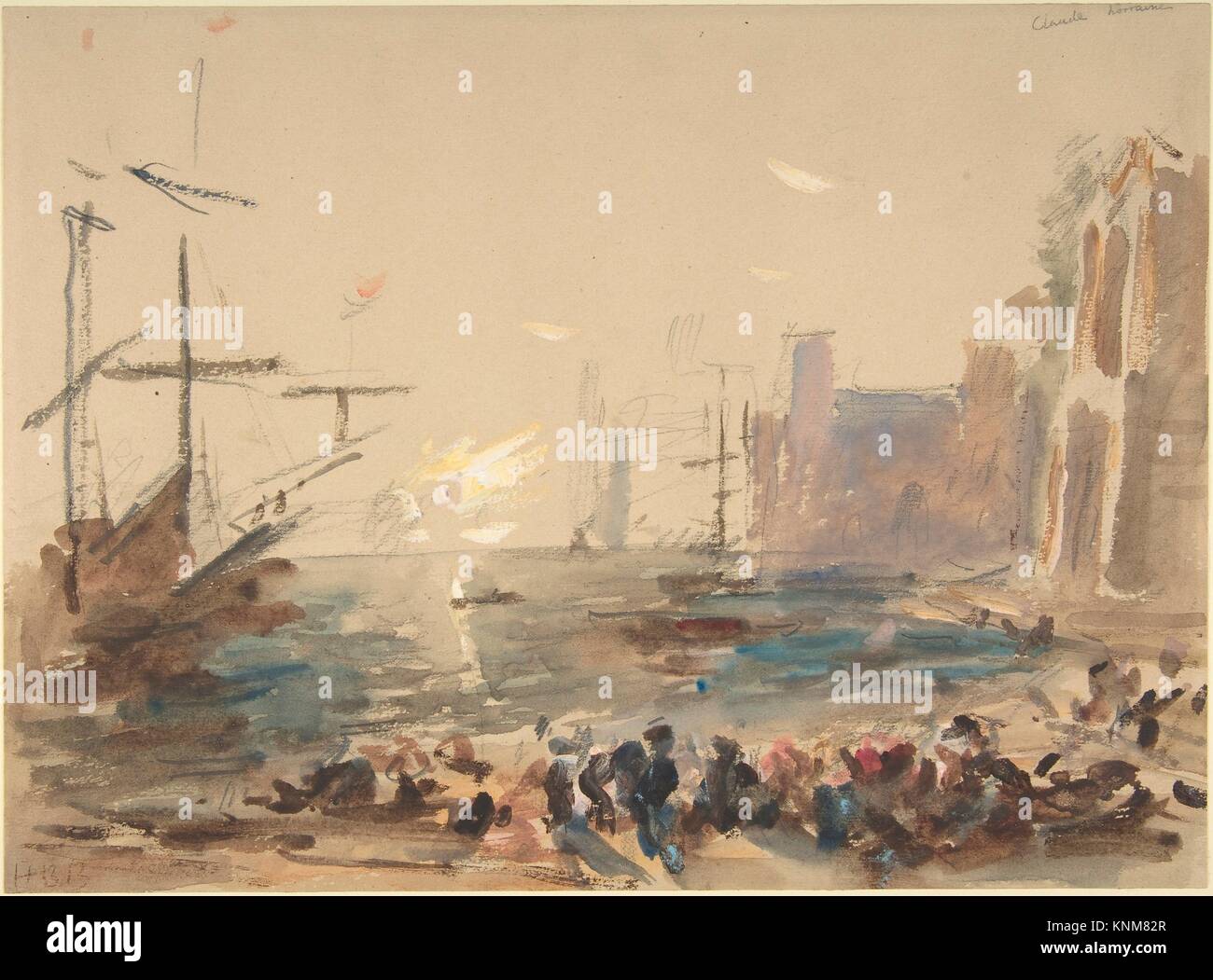 Seascape (recto); indescifrable sketch (verso). Artista: Hercules Brabazon Brabazon (British, París 1821-1906 Oaklands, Londres); Fecha: 1840-1906; Foto de stock
