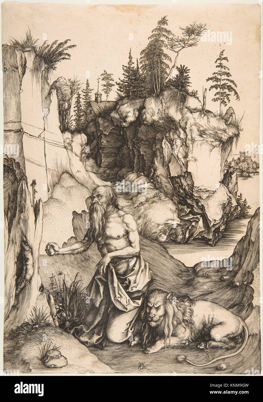 San Jerónimo penitente en el desierto. Artista Alberto Durero (en