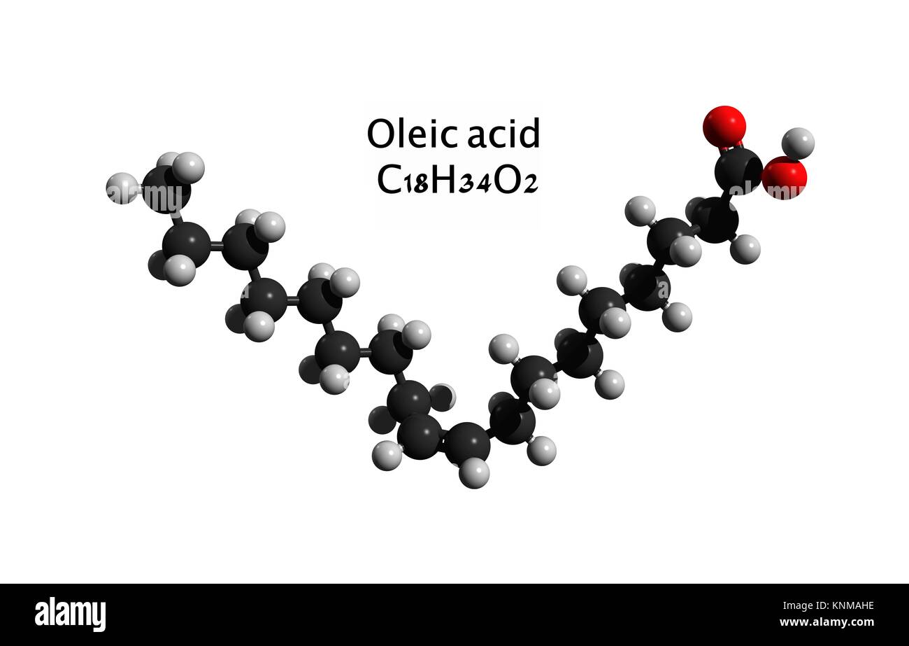 Estructura Molecular de ácido oleico, un ácido graso omega9, una grasa
