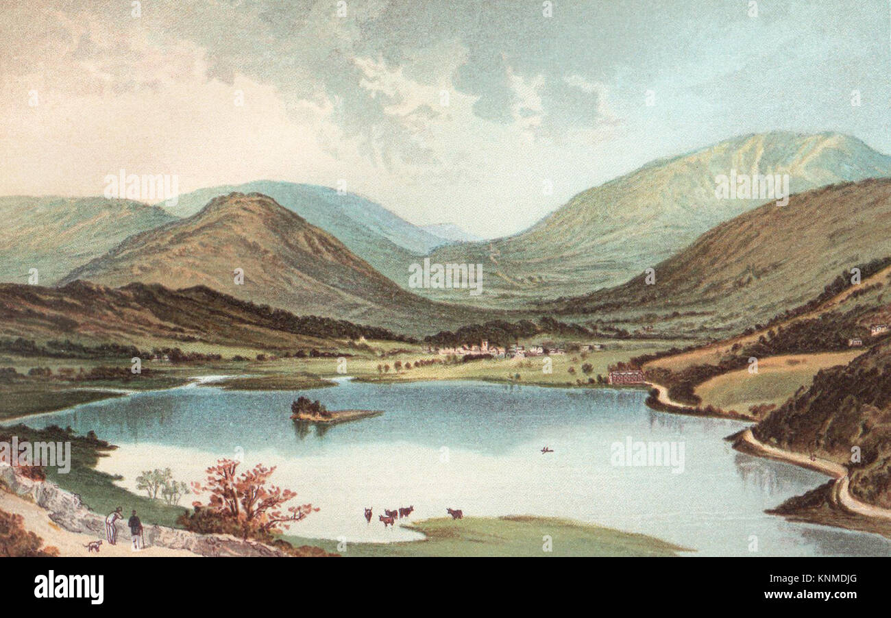 Grasmere, Lake District, Inglaterra, Victoriano ilustración Foto de stock