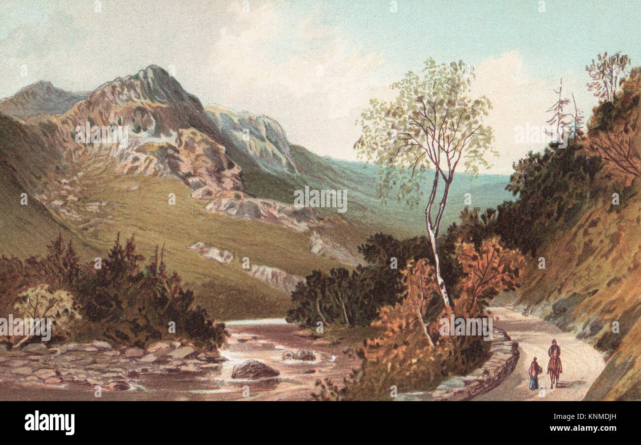 Borrowdale, Lake District, Inglaterra, Victoriano ilustración Foto de stock