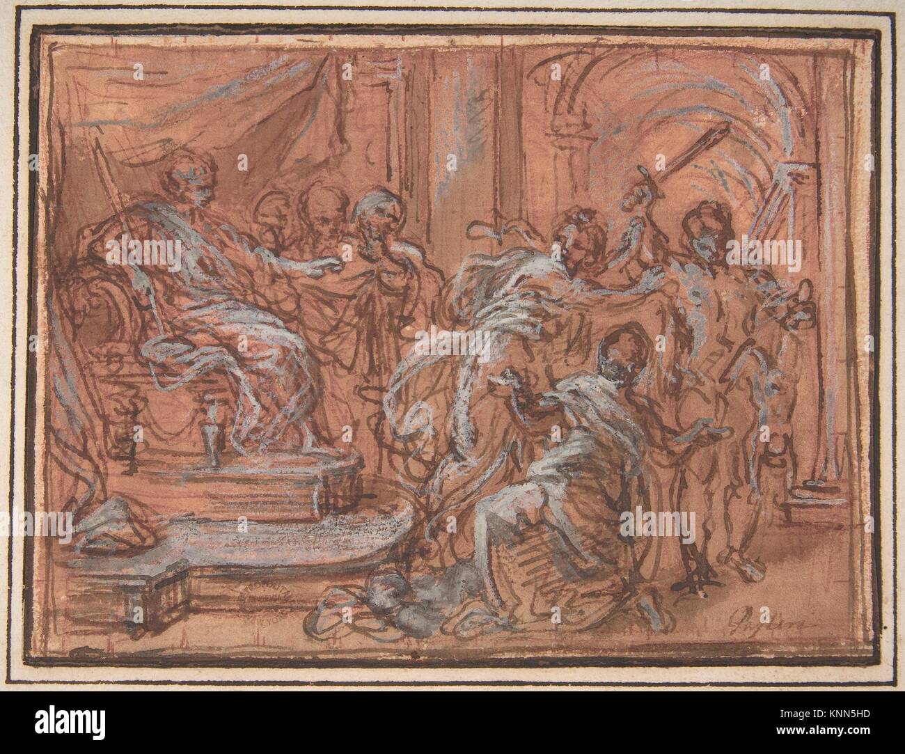 El juicio de Salomón. Artista: Giuseppe Passeri (Passari) (italiano, Roma  Roma 1654-1714); Fecha: 1654-1714; Media: lápiz y tinta marrón, Tiza roja  Fotografía de stock - Alamy