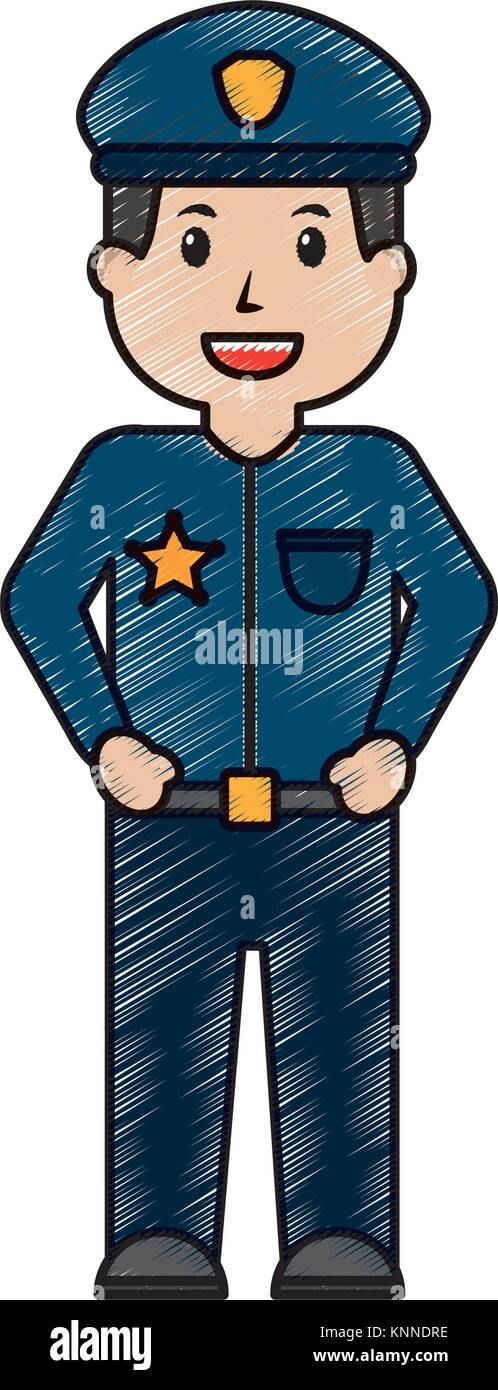 Retrato sonriente y tapa de policía uniforme Imagen Vector de stock - Alamy