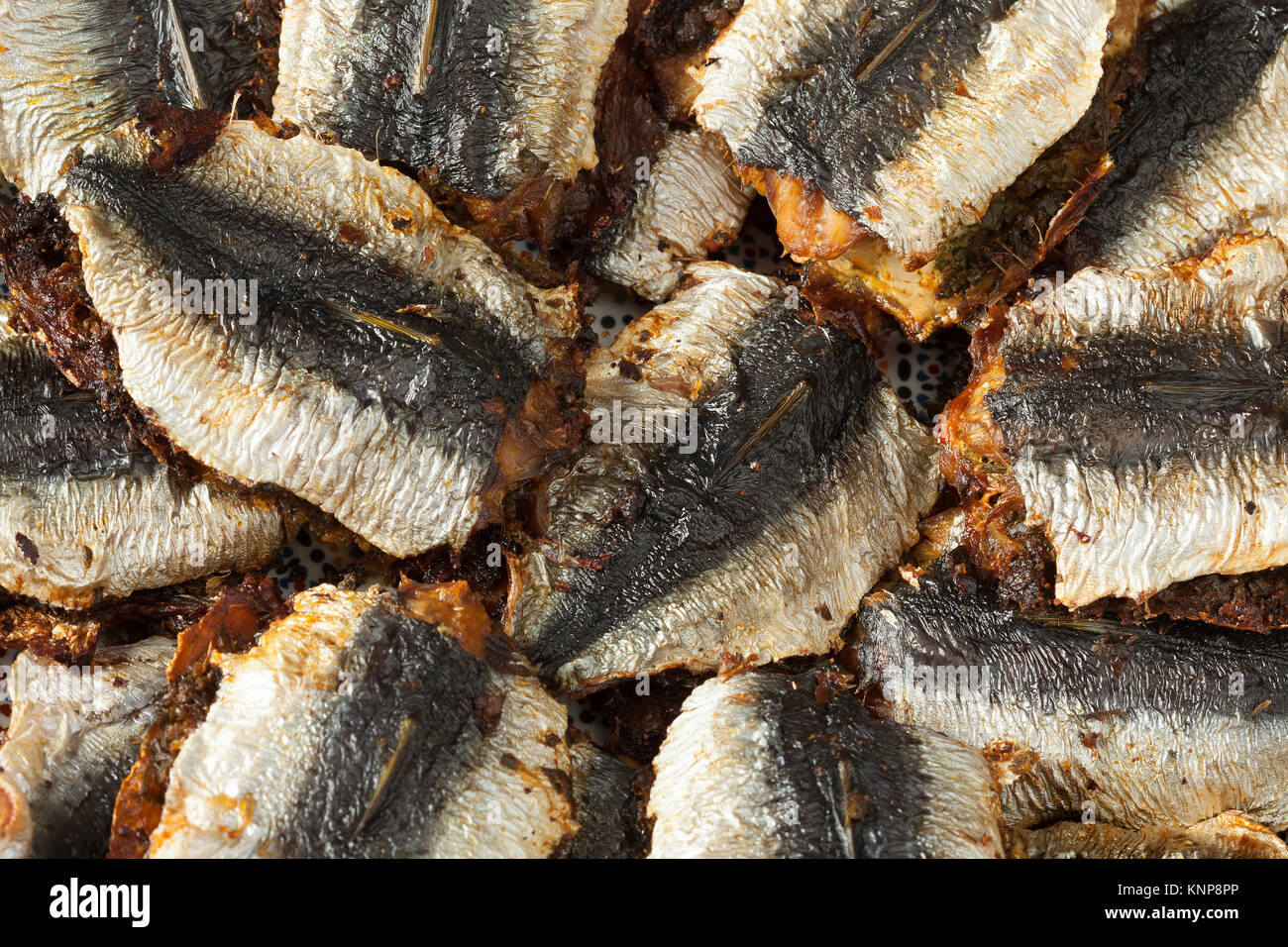 Peluche tradicional marroquí y sardinas fritas full frame Fotografía de  stock - Alamy