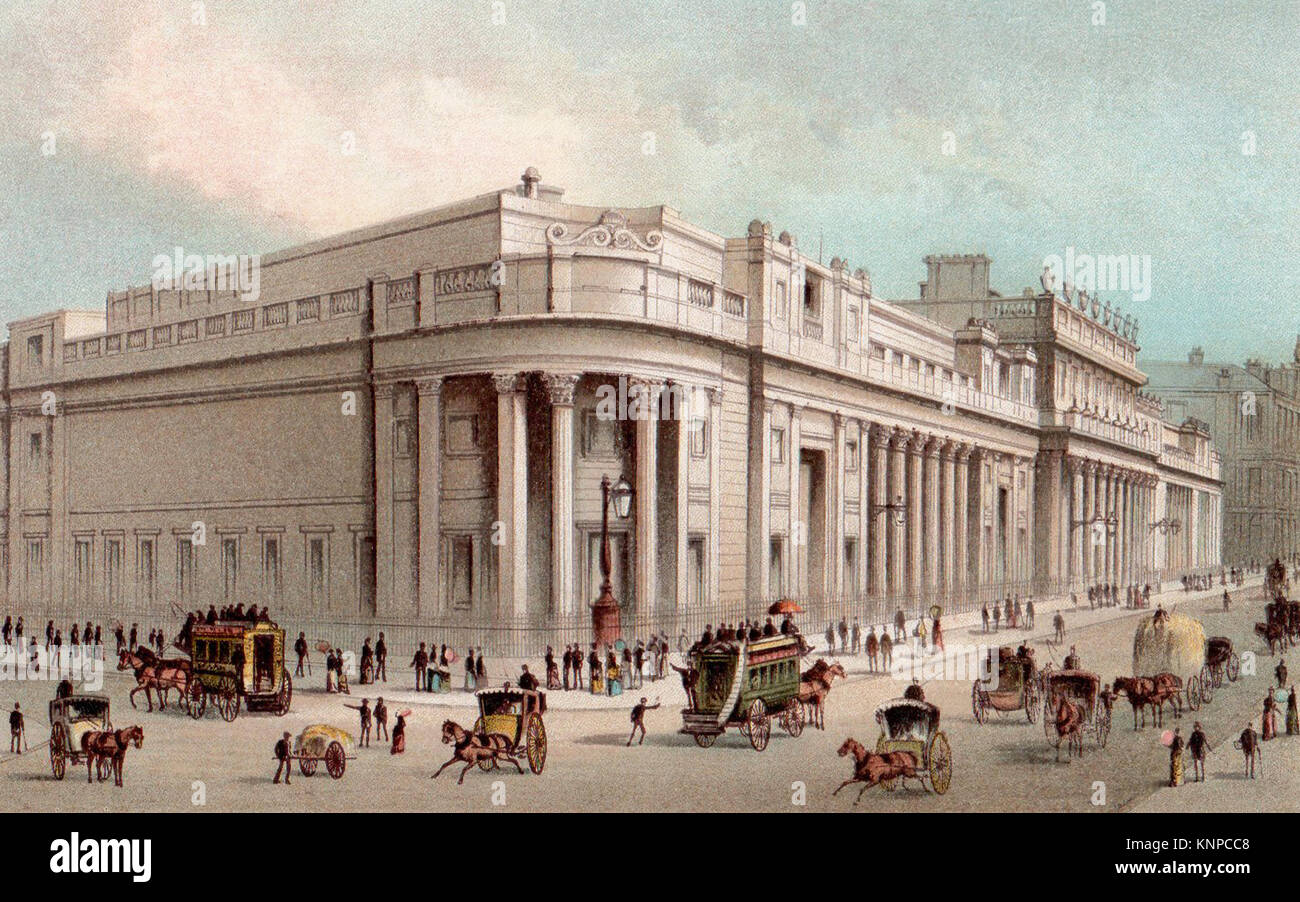 El Banco de Inglaterra, el Londres victoriano, ilustración Foto de stock