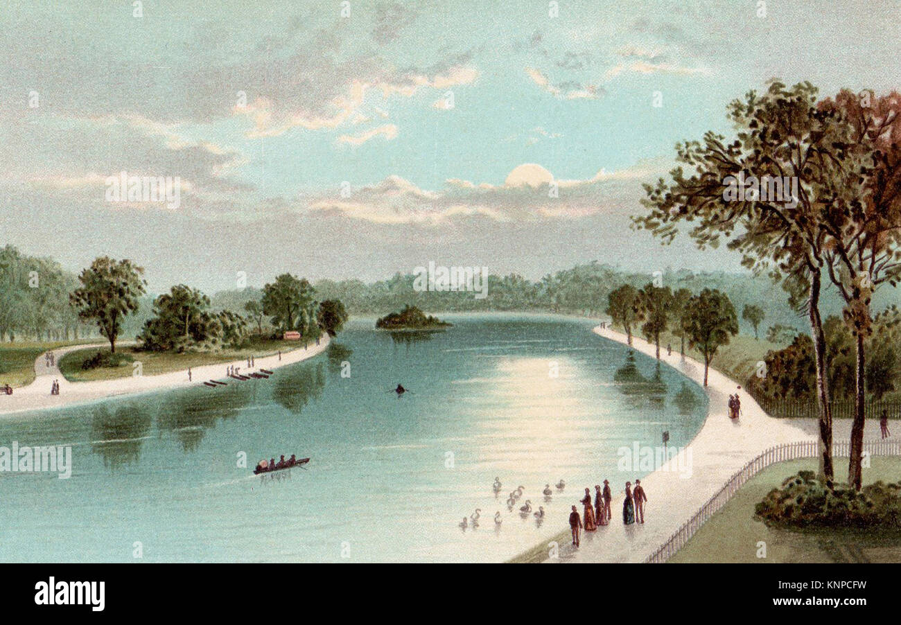 El Serpentine, Londres, Victoriano ilustración Foto de stock