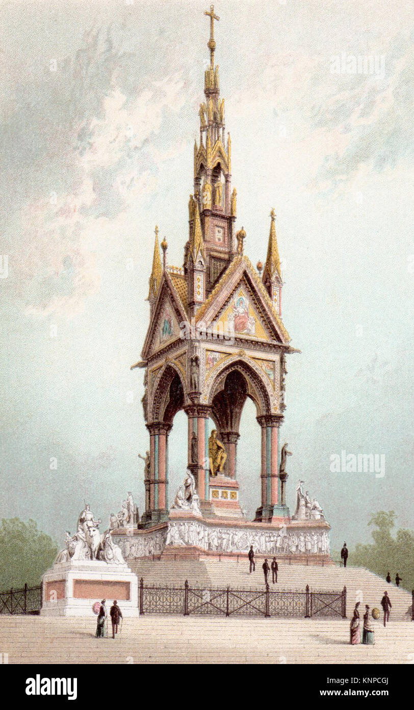 El Albert Memorial, Londres, Victoriano ilustración Foto de stock
