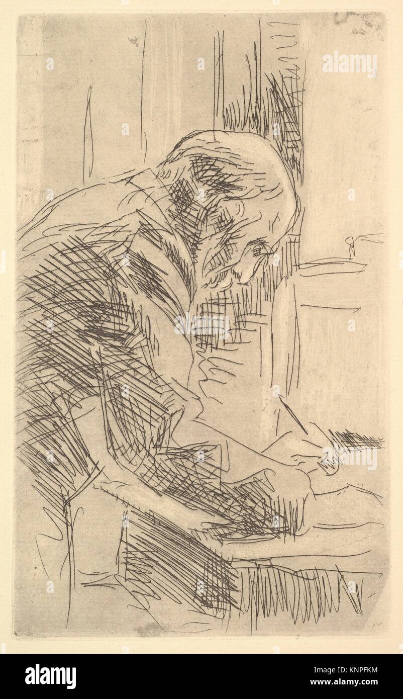 El grabador. Artista: Édouard Vuillard Cuiseaux (Francés, 1868-1940 La Baule); Fecha: finales de 19th-siglo de mid-20th; Media: Aguafuerte sobre papel establecido; Foto de stock