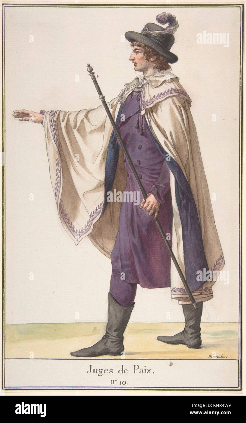 Un juez de paz. Artista: Jean François Léonor Mérimée (francés, De Broglie París 1757-1836); Fecha: ca. 1798-99; Media: lápiz y tinta gris con Foto de stock