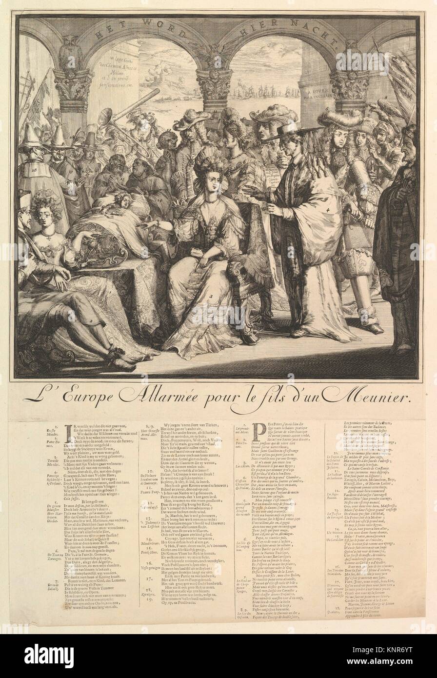 L'Europe Allarmée. Artista: Romeyn de Hooghe, holandés (1645-1708); Fecha: n.d; mediana: Grabado; Dimensiones: hoja: 22 7/16 x 15 1/8 pulg. (57 x 38,4 cm); Foto de stock