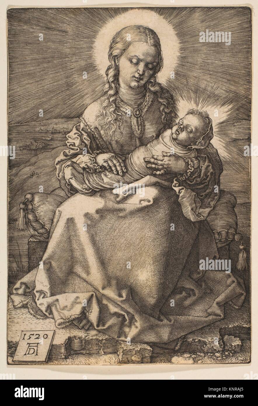 Envuelva la Virgen con el niño. Artista Alberto Durero (en alemán