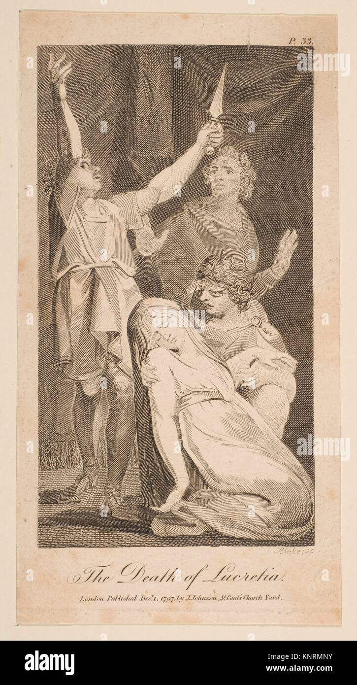 La muerte de Lucrecia, de Allen de nuevo e imparcial de la historia romana. Artista: William Blake (Británico, Londres Londres 1757-1827); Editor: John Foto de stock