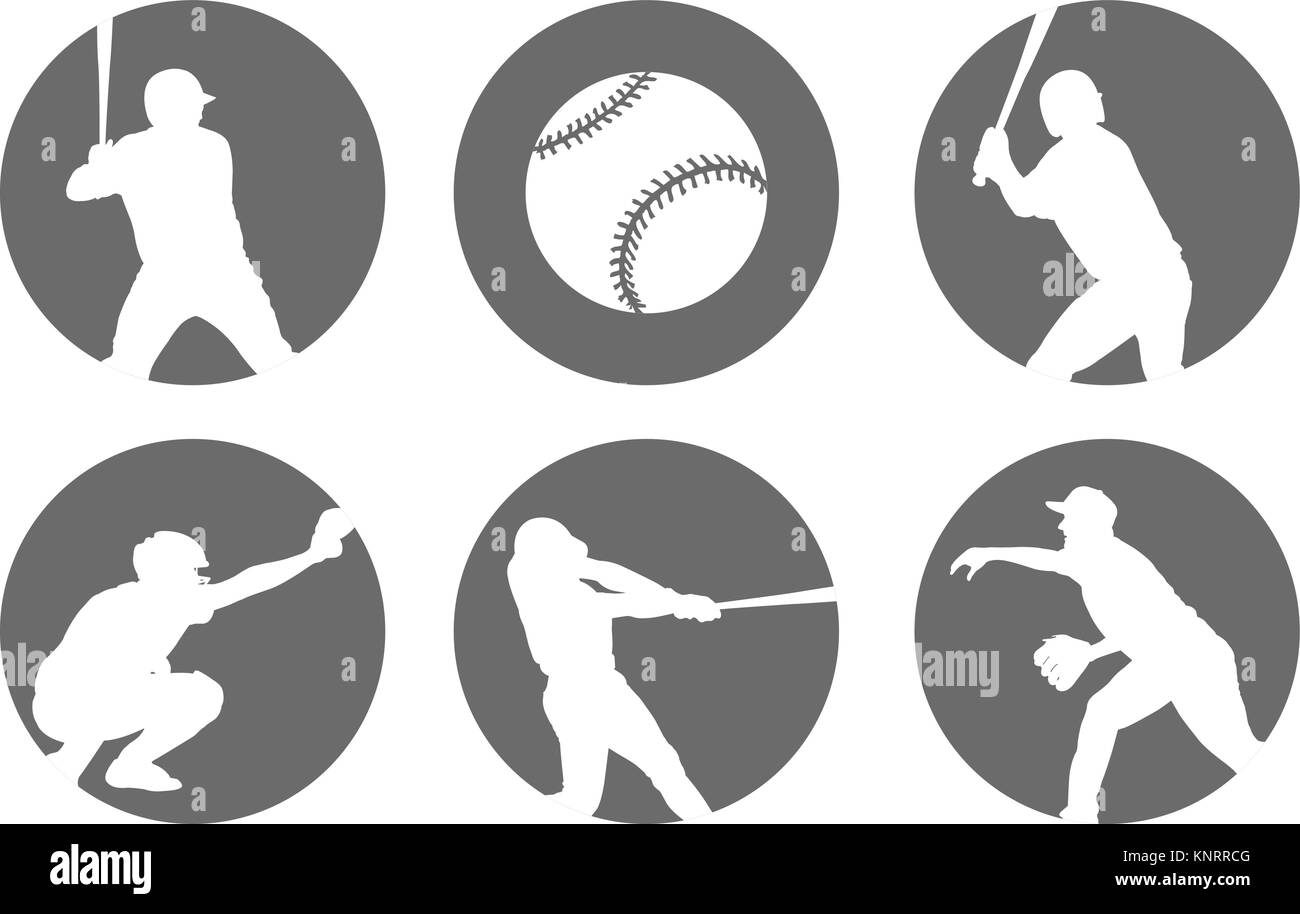 Simple vector set - Iconos de béisbol Ilustración del Vector