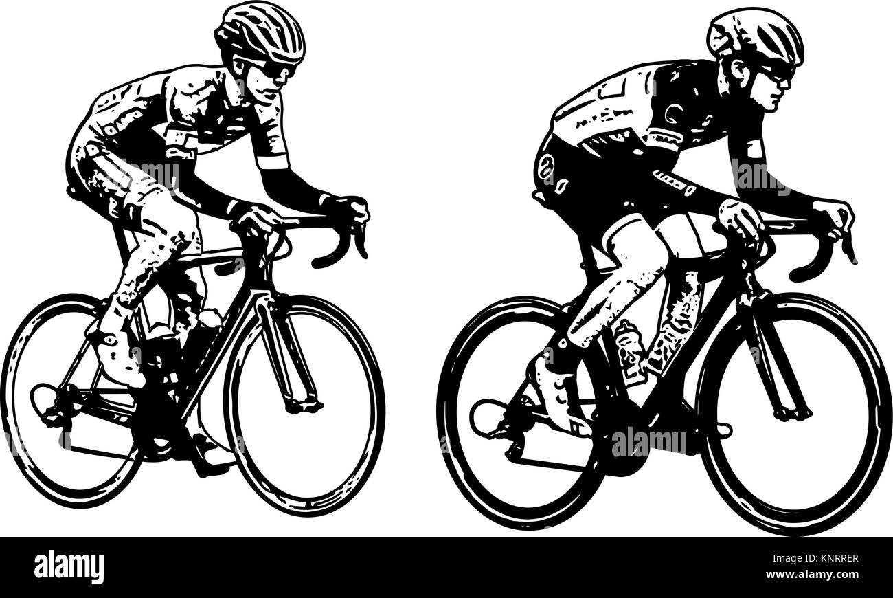 Carrera ciclistas boceto ilustración vectorial - Ilustración del Vector