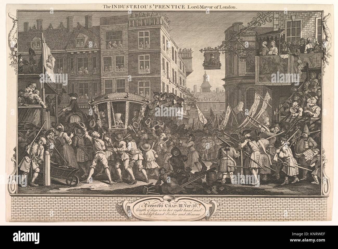 La industriosa 'Prentice Lord Alcalde de Londres (industria y la ociosidad, placa12). Artista: William Hogarth (Británico, Londres Londres 1697-1764); Fecha: Foto de stock