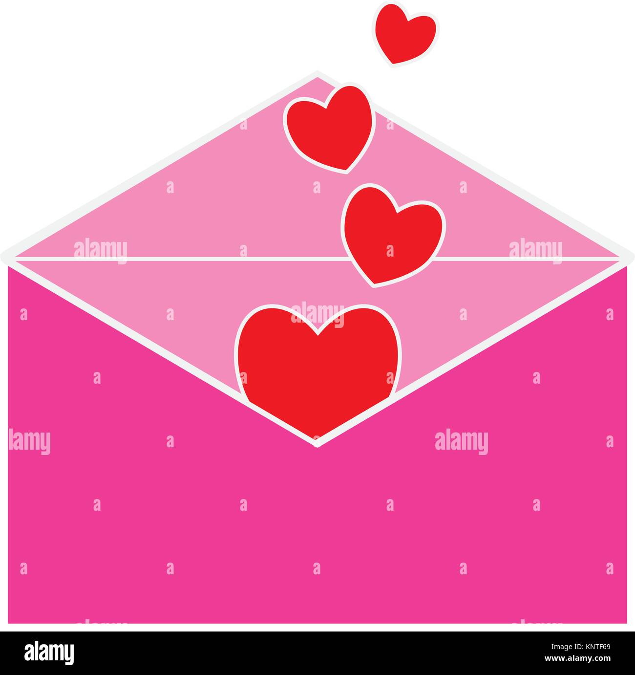 Carta de amor para el Día de San Valentín o San Valentin Corazones o formas de corazón el concepto de pasión amorosa valentine San Valentín aislado sobre fondo blanco. Ilustración del Vector