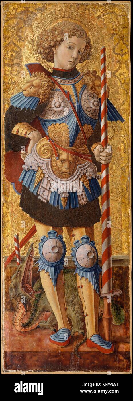 Saint George. Artista: Carlo Crivelli (Italiano, Venecia (?), activo en 1457 habían muerto 1495 Ascoli Piceno); Fecha: 1472; media: Témpera sobre madera, oro, tierra Foto de stock