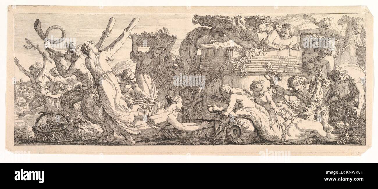 La llegada del vino el IVA. Artista: Joseph Marie Vien (1716-1809 Francés en Montpellier, París); Fecha: ca.1755; media: Grabado; Dimensiones: hoja: 7 Foto de stock
