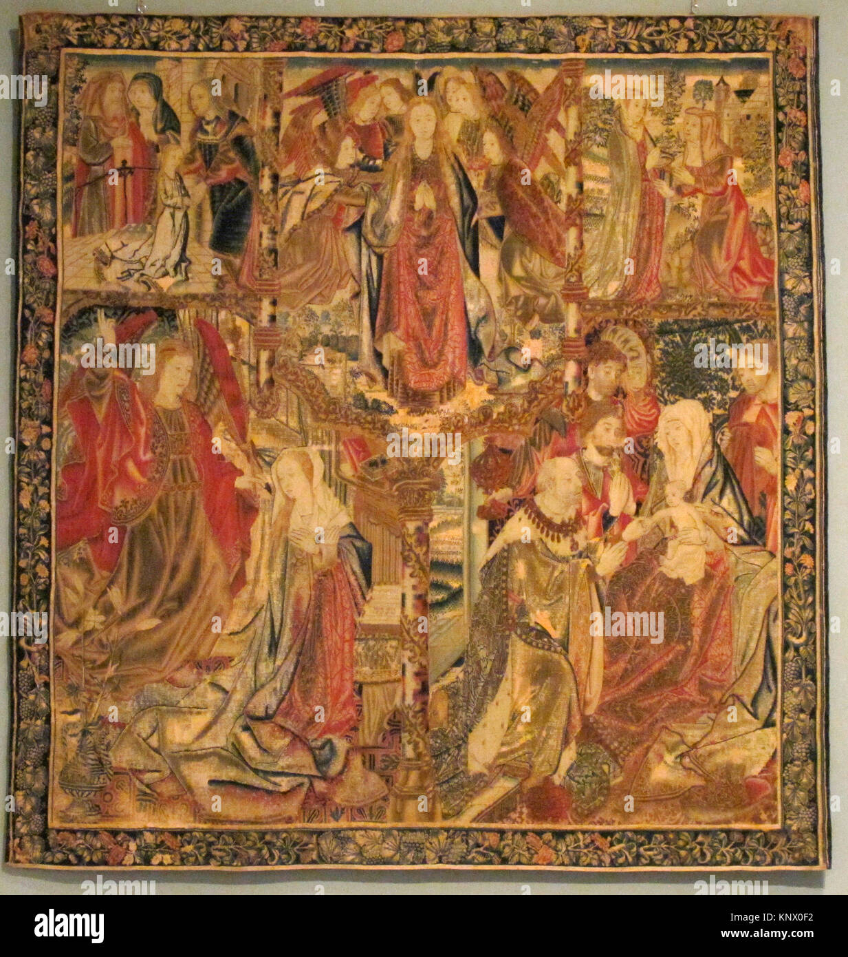 Escenas de la vida de la Virgen. Fecha: ca. 1490-1510; Cultura: Sur Netherlandish; Media: warp, lana, seda y lana trama metálica; Dimensiones: Foto de stock