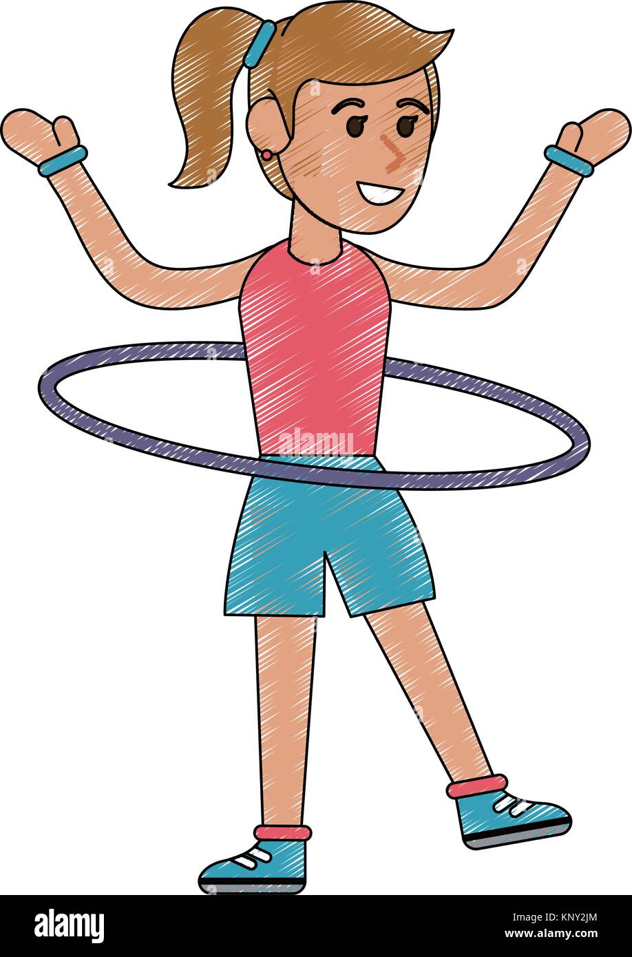 Mujer con hula hoop cartoon Imagen Vector de stock - Alamy