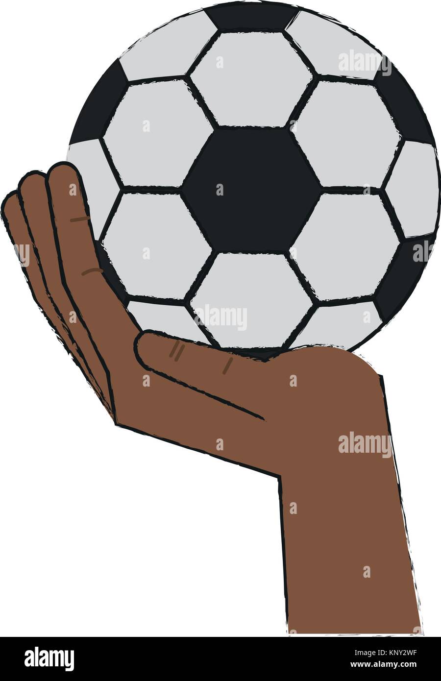 Mano sosteniendo un balón de fútbol Imagen Vector de stock - Alamy