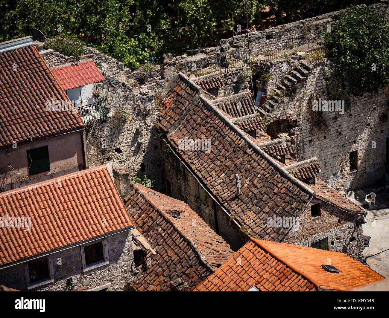Split Croacia Campanario Vista. Foto de stock