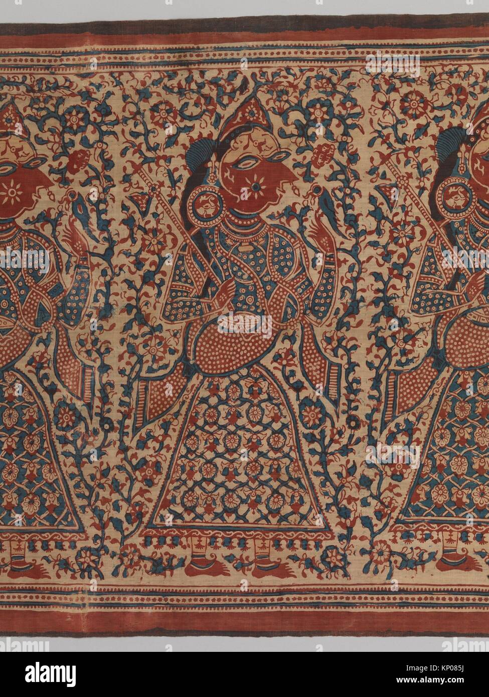 Textiles pintados representando músicos celestes. Fecha: 16ª del sigloxvii; Cultura: India (Gujarat); mediana: Bloque de algodón de tejido llano impreso (mordiente- Foto de stock
