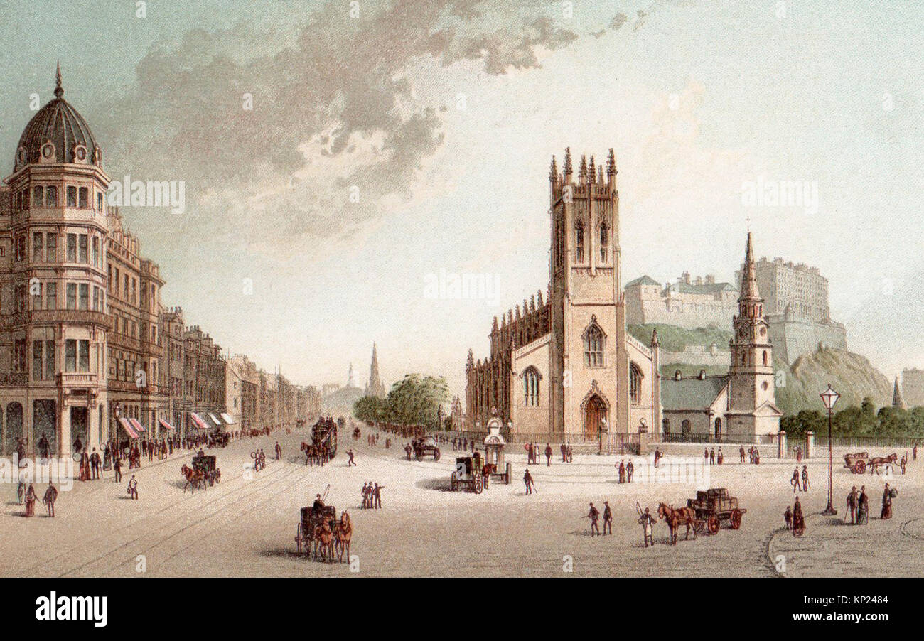 Princes Street, Edimburgo, Victoriano ilustración Foto de stock