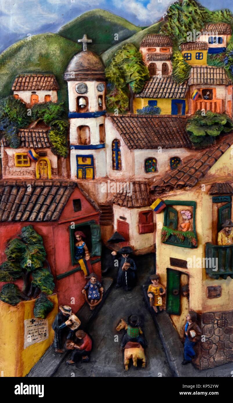 Pintura de Salento, Colombia, Sur América. Foto de stock