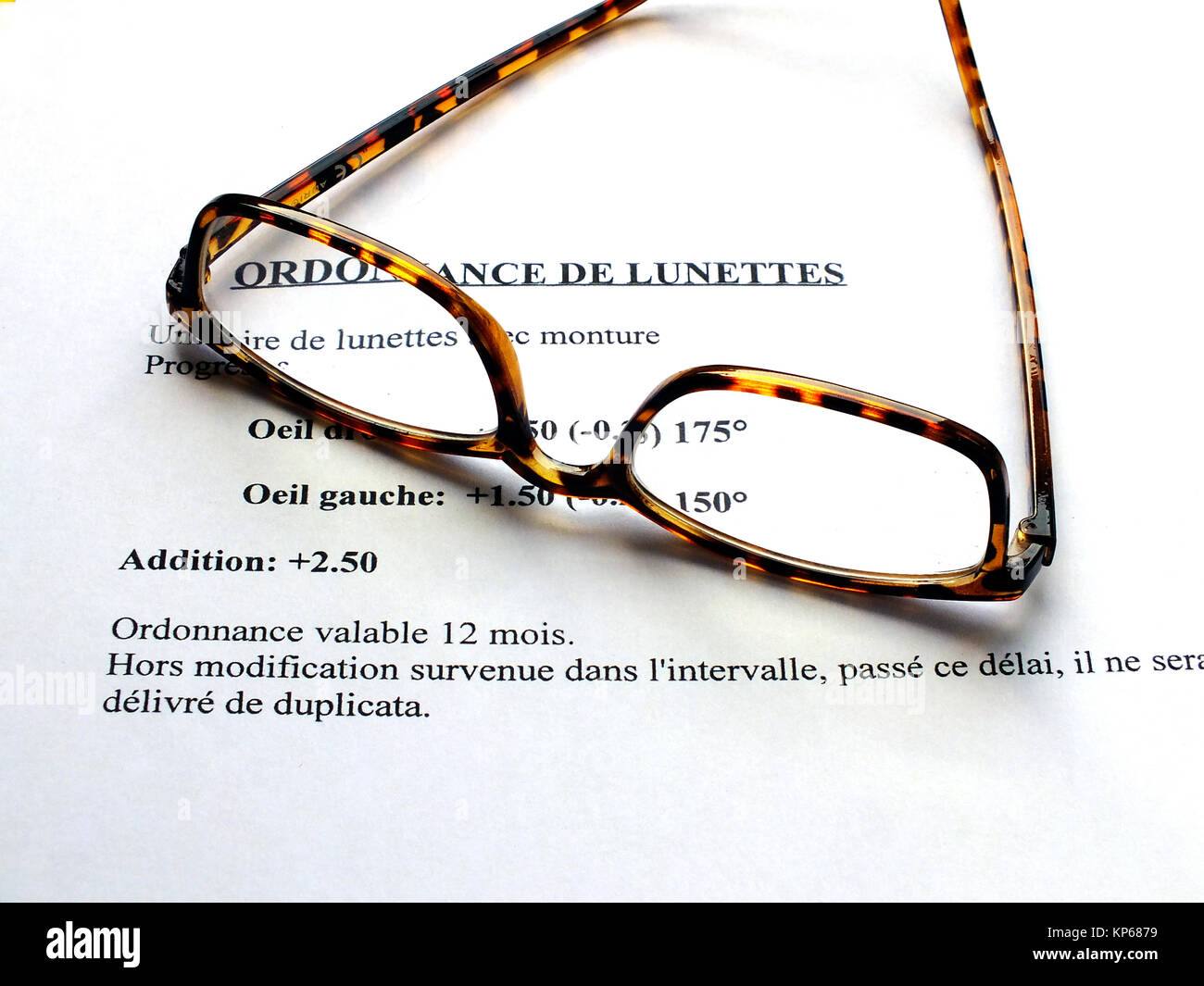 La prescripción de gafas Fotografía de stock - Alamy