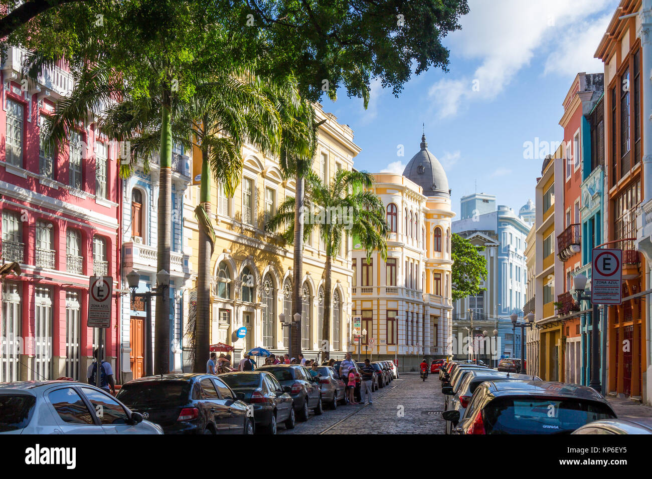 Coloridas casas en el centro histórico | Recife | Brasil Foto de stock