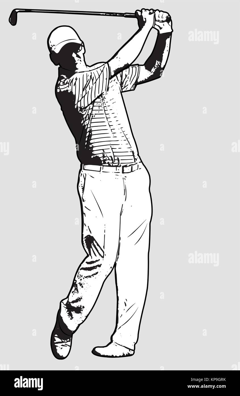 Croquis del jugador de golf ilustración vectorial - Ilustración del Vector
