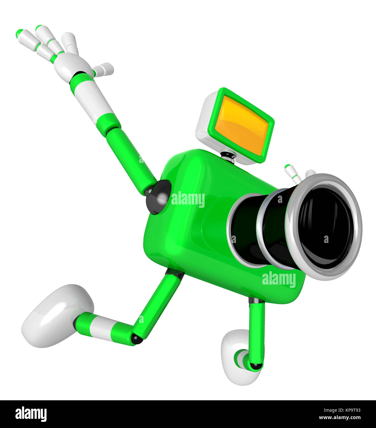 El carácter dinámico de la Cámara Verde en fotos de la jump shot. Crear la  cámara 3D La serie de robots Fotografía de stock - Alamy