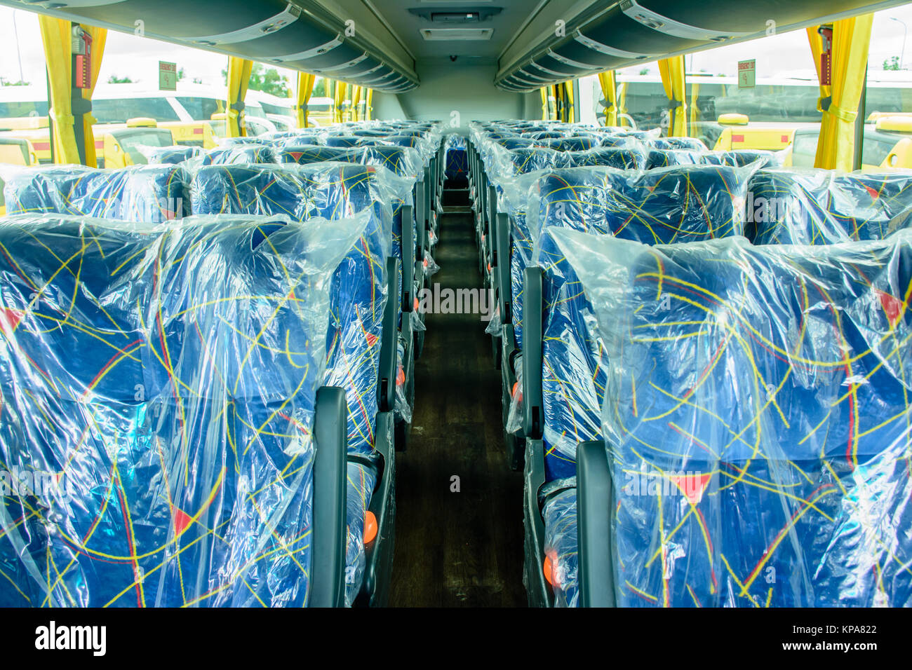 El diseño interior de un nuevo autobús Foto de stock