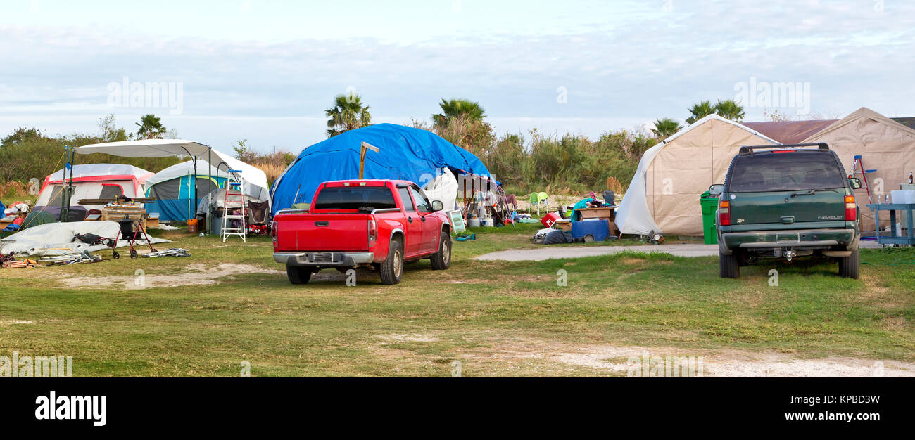 Ciudad de carpas, dar cobijo a los supervivientes a consecuencia del huracán Harvey 2017. Foto de stock