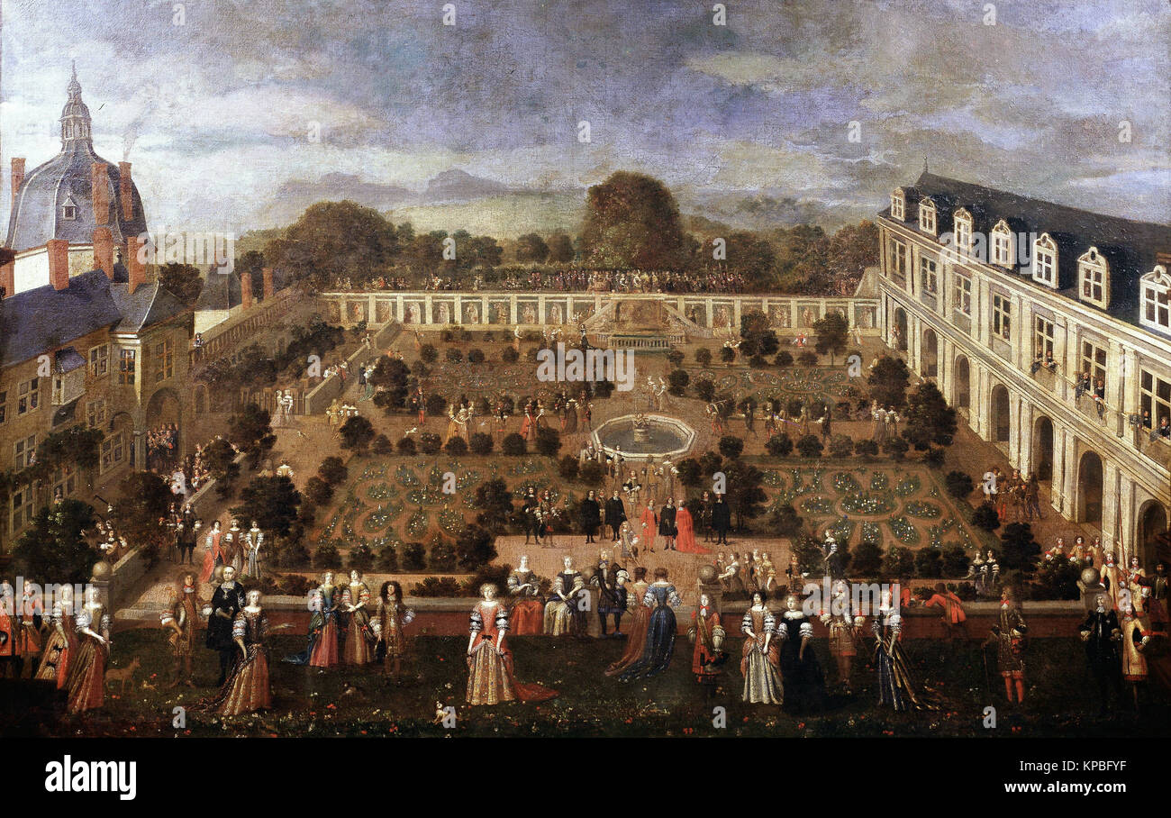 Anónimo - Celebración en el Palacio Ducal de Nancy en 1673 para la visita de Luis XIV y su corte Foto de stock