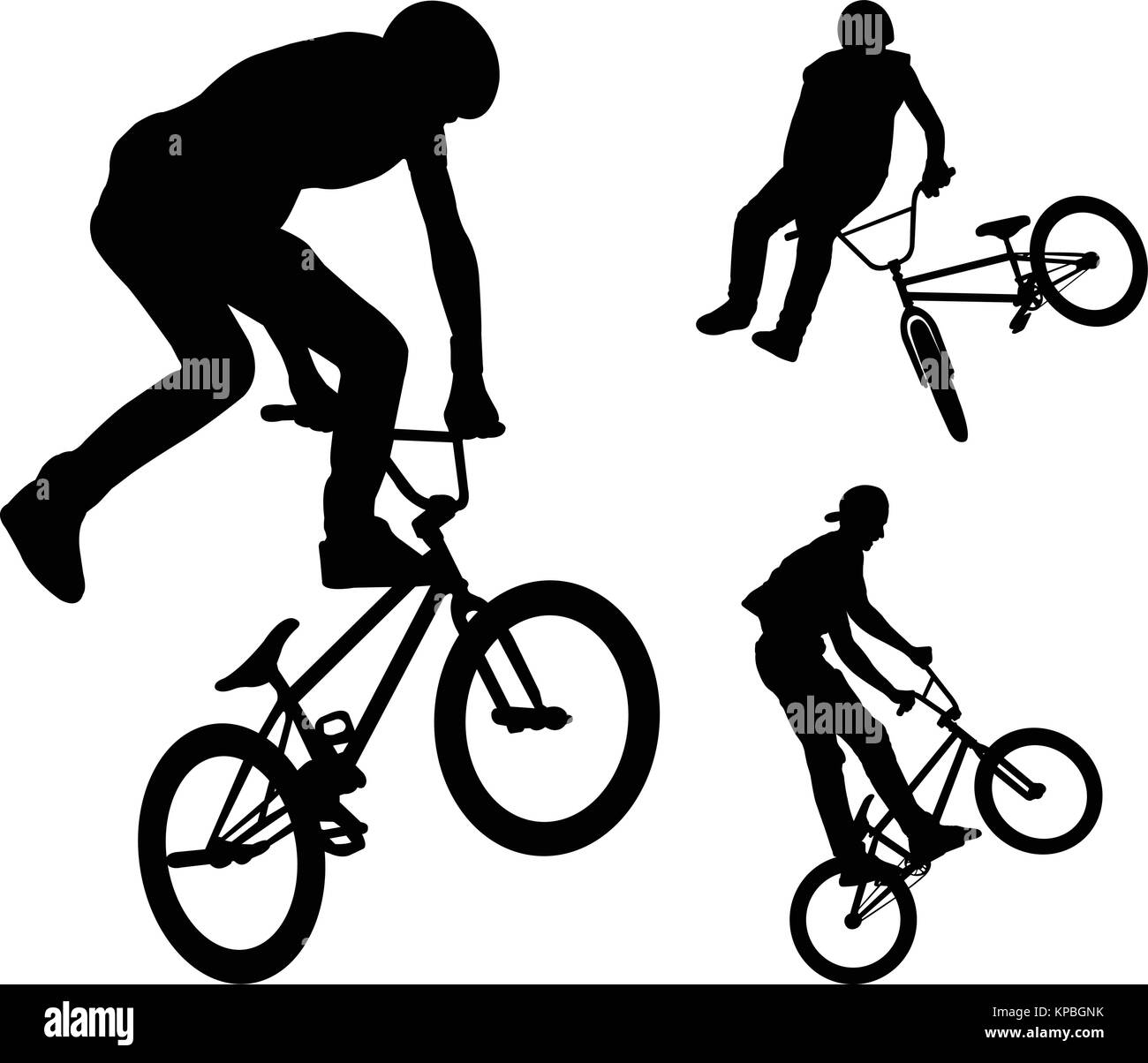 Bmx stunt ciclistas siluetas - vector Ilustración del Vector